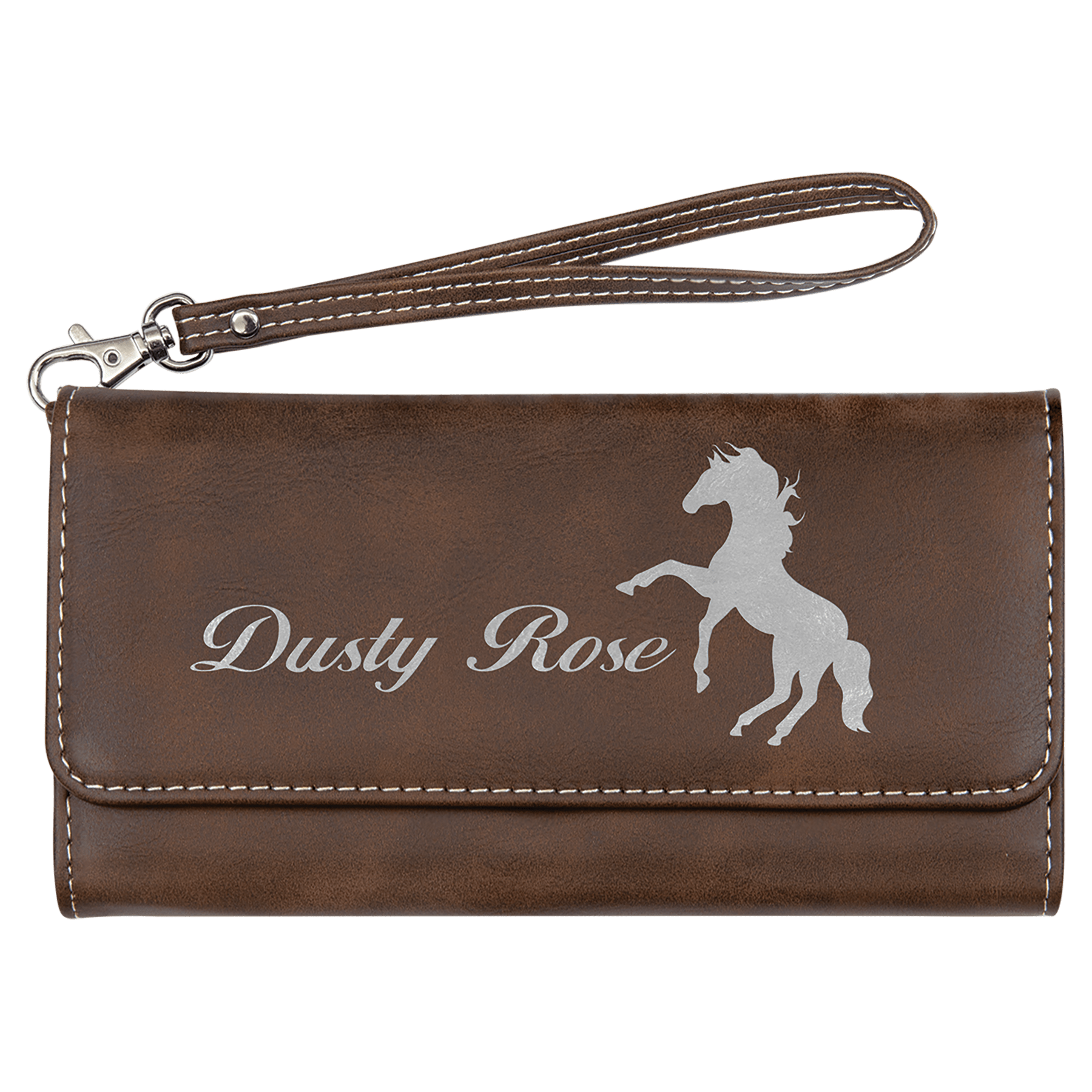 7 1/2" X 4" Laserable Leatherette Wallet With Strap