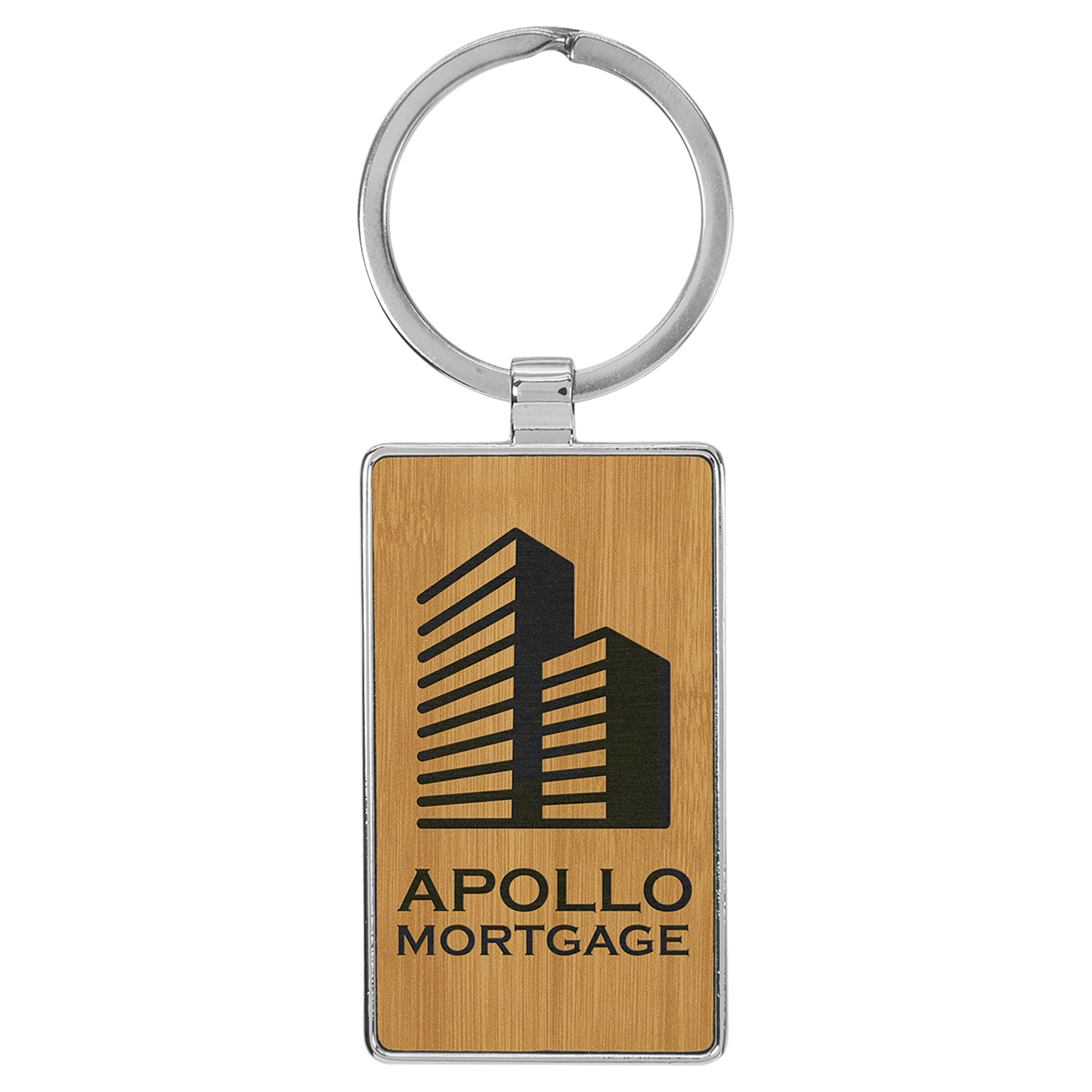 Laserable Leatherette/Metal Rectangle Keychain