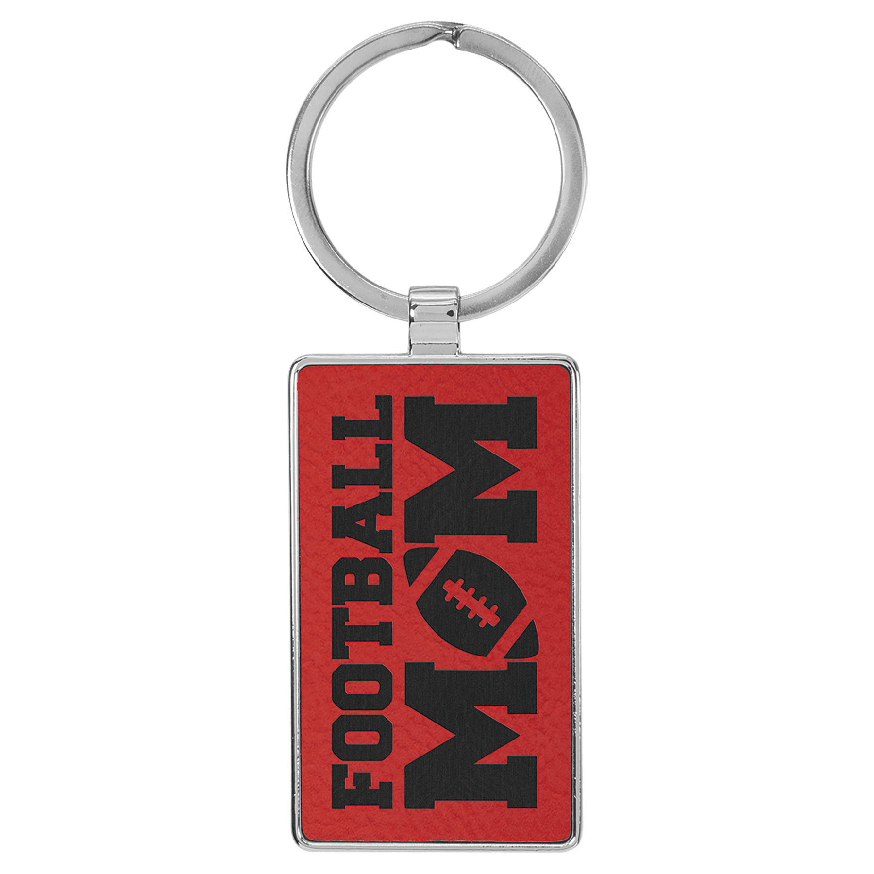 Laserable Leatherette/Metal Rectangle Keychain