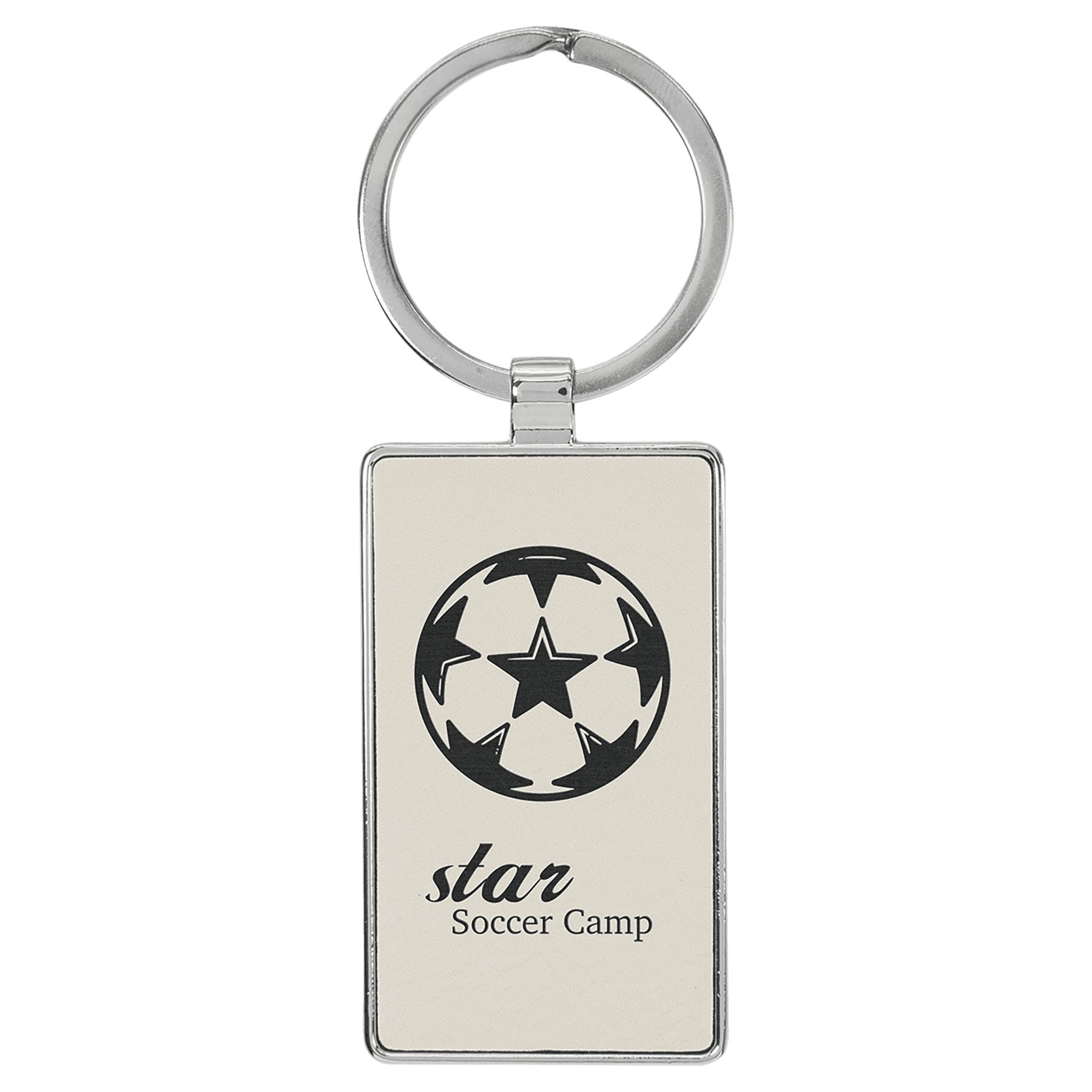 Laserable Leatherette/Metal Rectangle Keychain