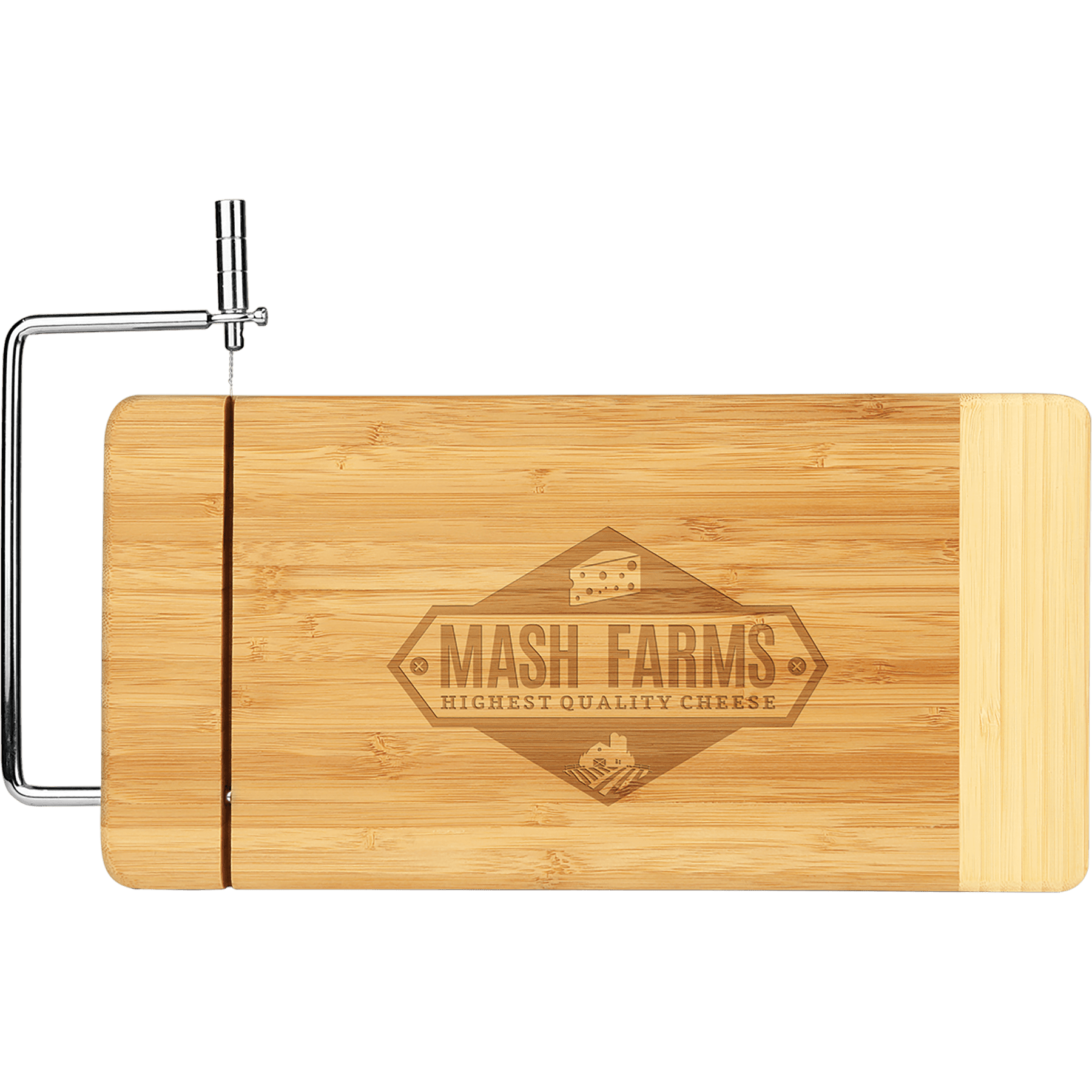 12" X 6" Bamboo Rectangle Cutting Board With Metal Cheese Cutter