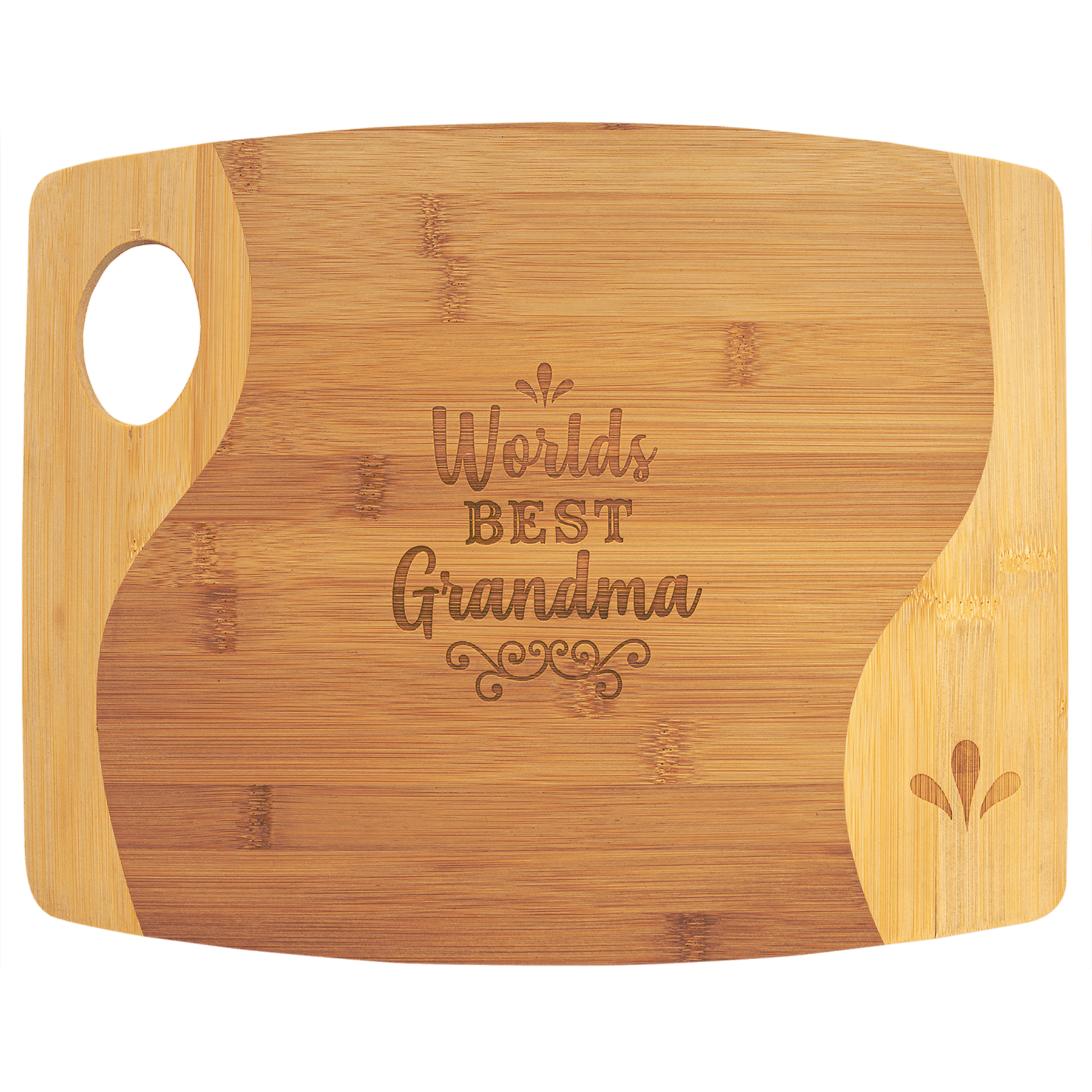 Bamboo Two Tone Cutting Board With Handle