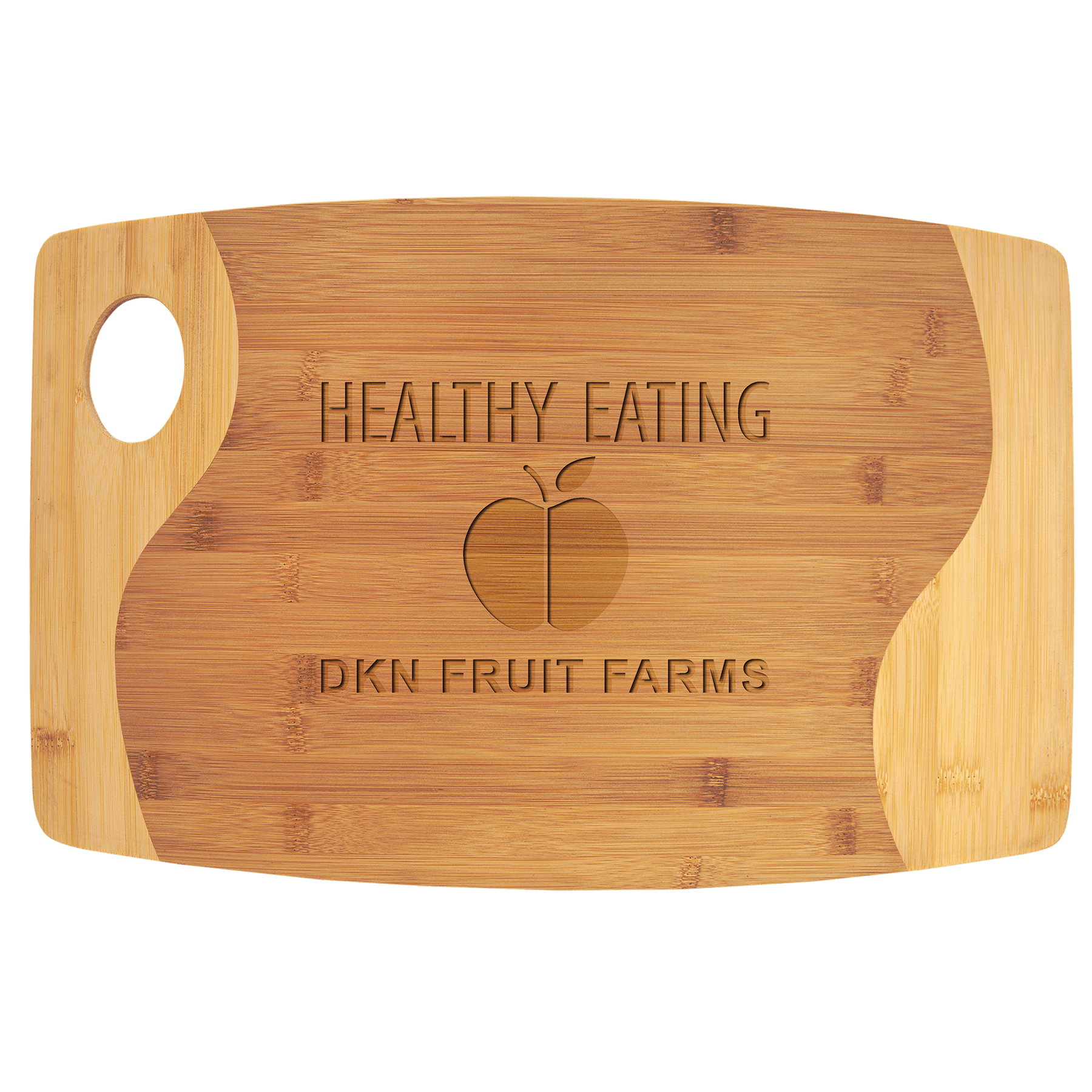 Bamboo Two Tone Cutting Board With Handle