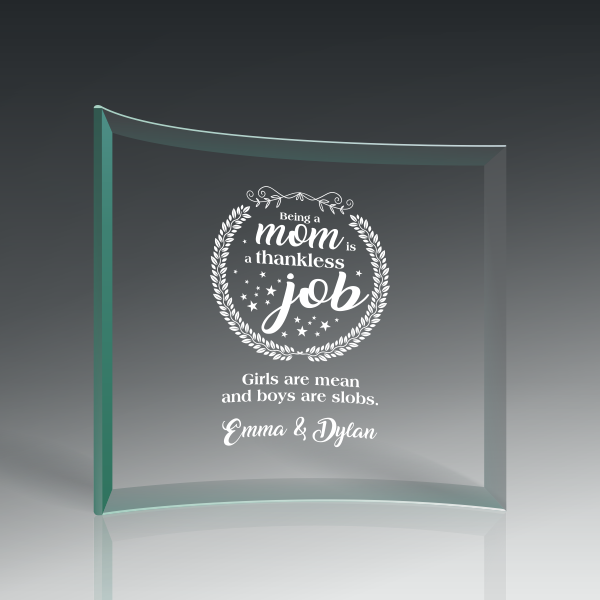 Curved Jade Glass Plaque