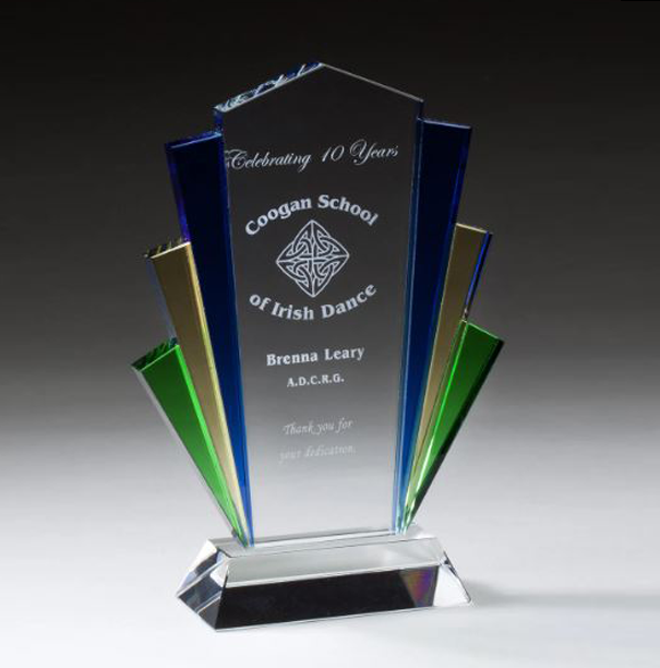 Blue/Gold/Green/Clear Quad-Color Glass Marquee