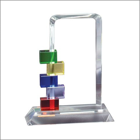 Billboard Glass Award W/Colored Blocks