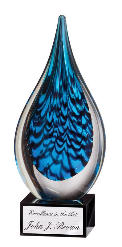 Blue and Black Teardrop Art Glass