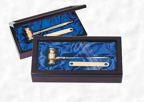 8" Solid Brass Gavel Set