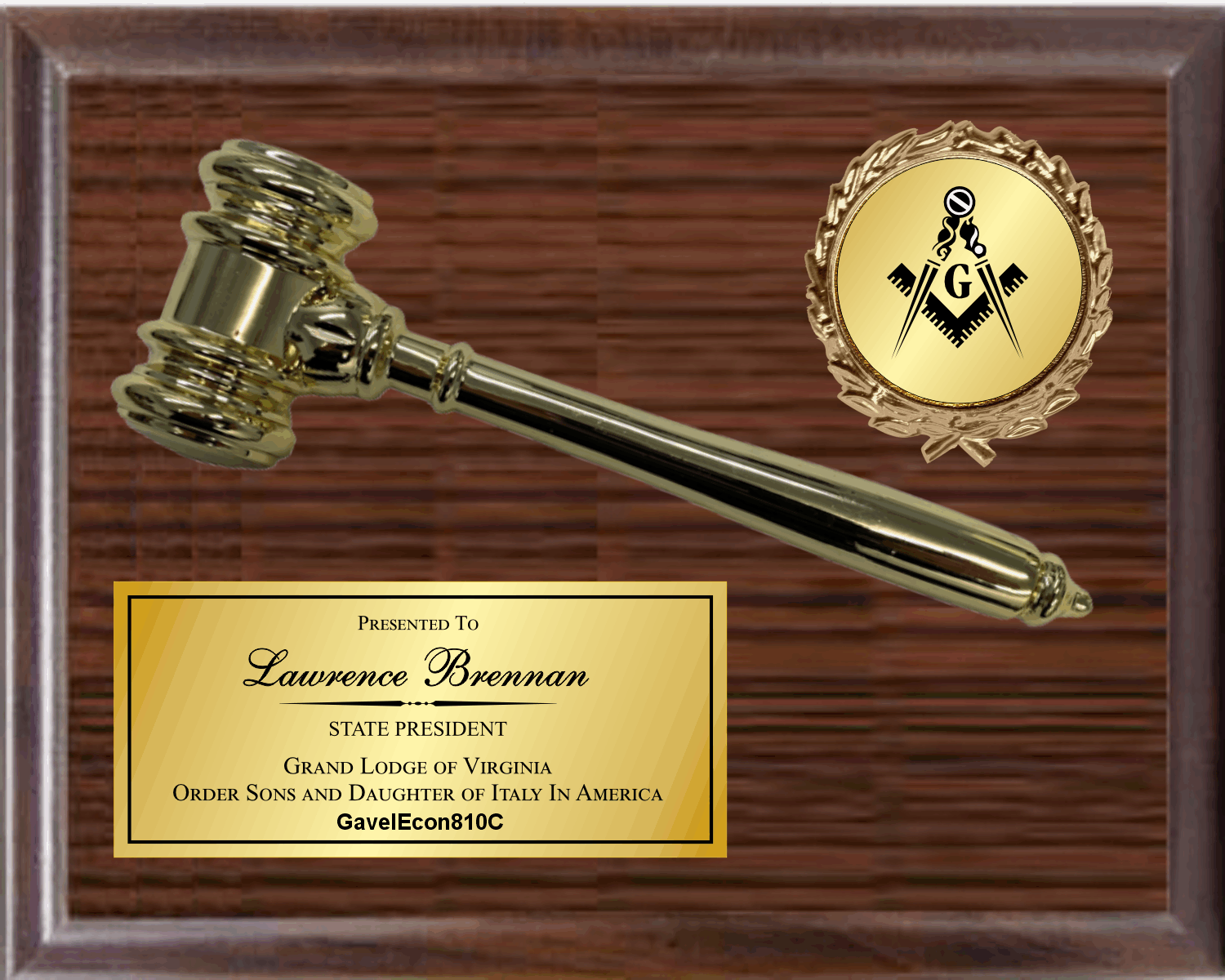 Economy Gavel Plaque