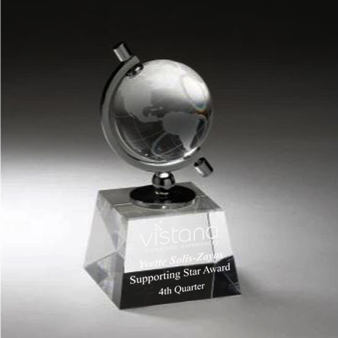Crystal Spinning Globe On Clear Base