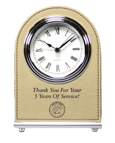Laserable Leatherette Arch Desk Clock