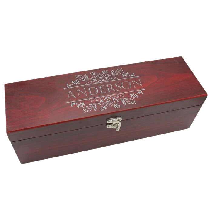 Rosewood Finish Single Wine Box With Tools