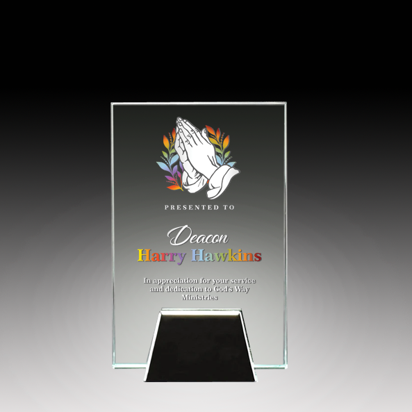 Jade Glass Plaque With Chrome Stand