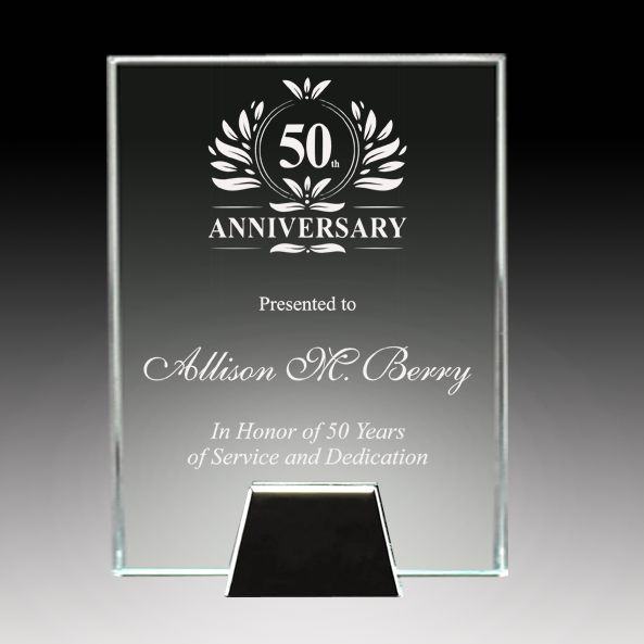 Jade Glass Plaque With Chrome Stand