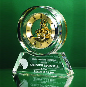 Crystal Clock W/ Gold Accents