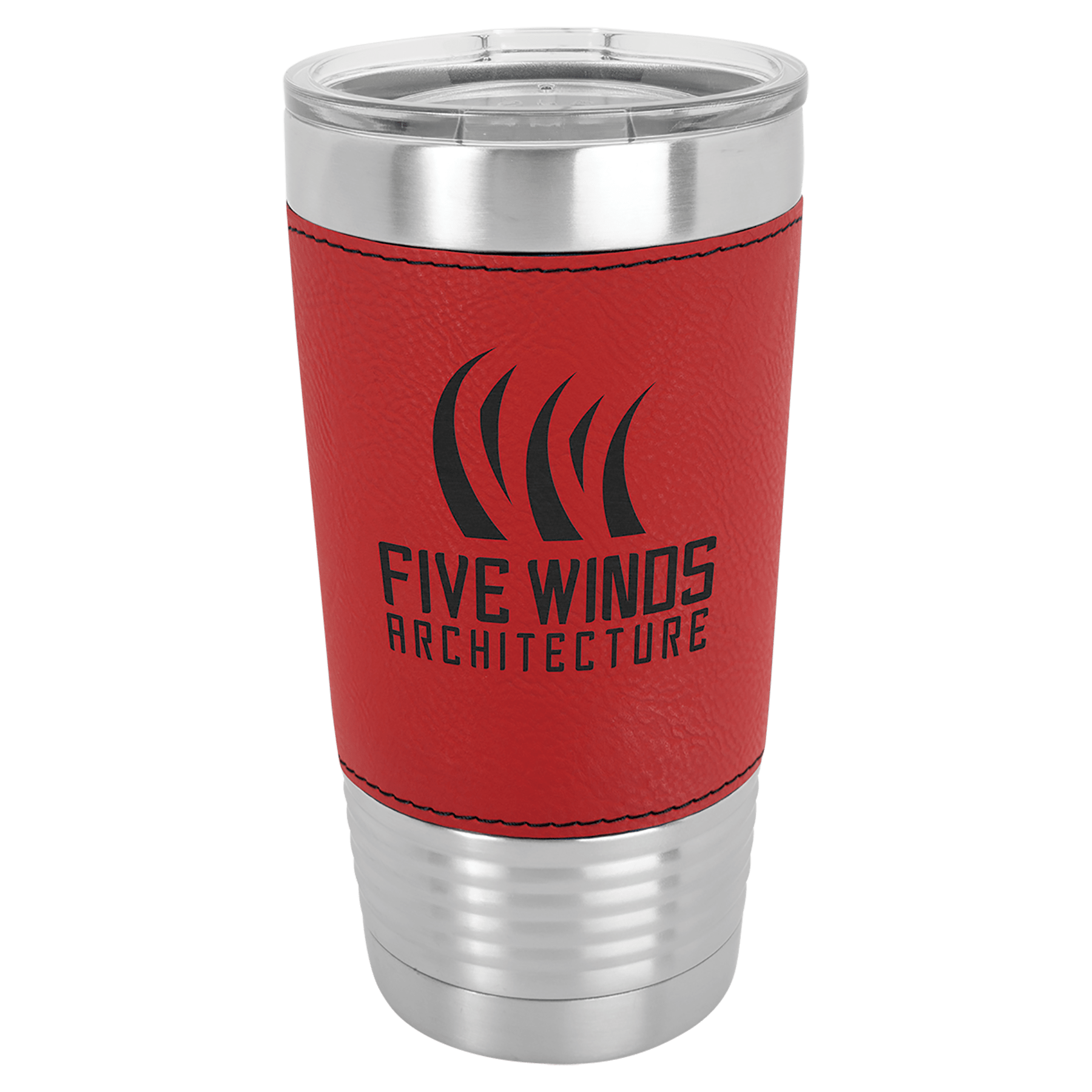 20 Oz. Light Brown Laserable Leatherette Tumbler With Clear Lid