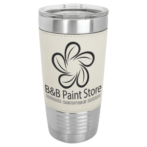 20 Oz. Light Brown Laserable Leatherette Tumbler With Clear Lid