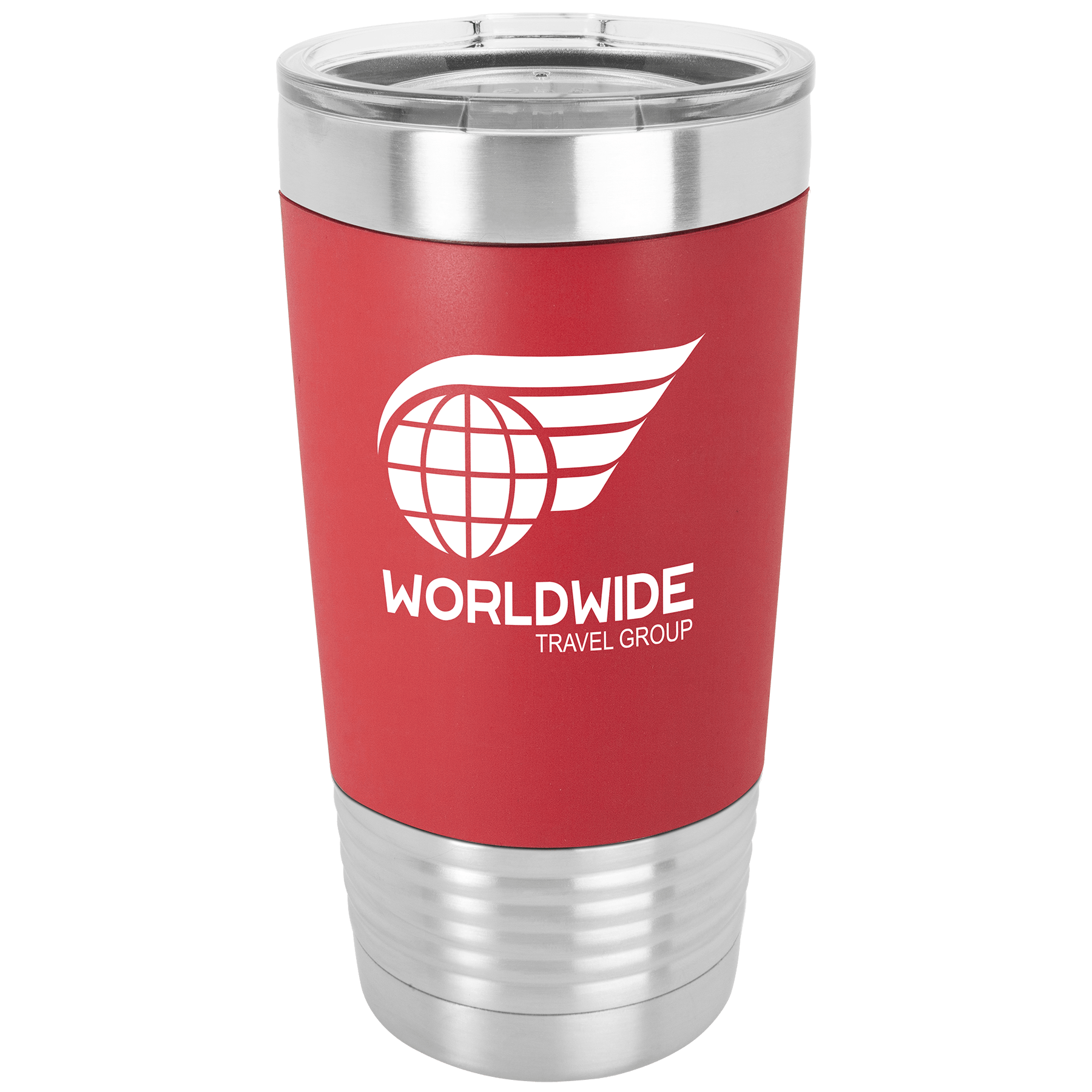 20 Oz. Black/White Tumbler With Silicone Grip And Clear Lid
