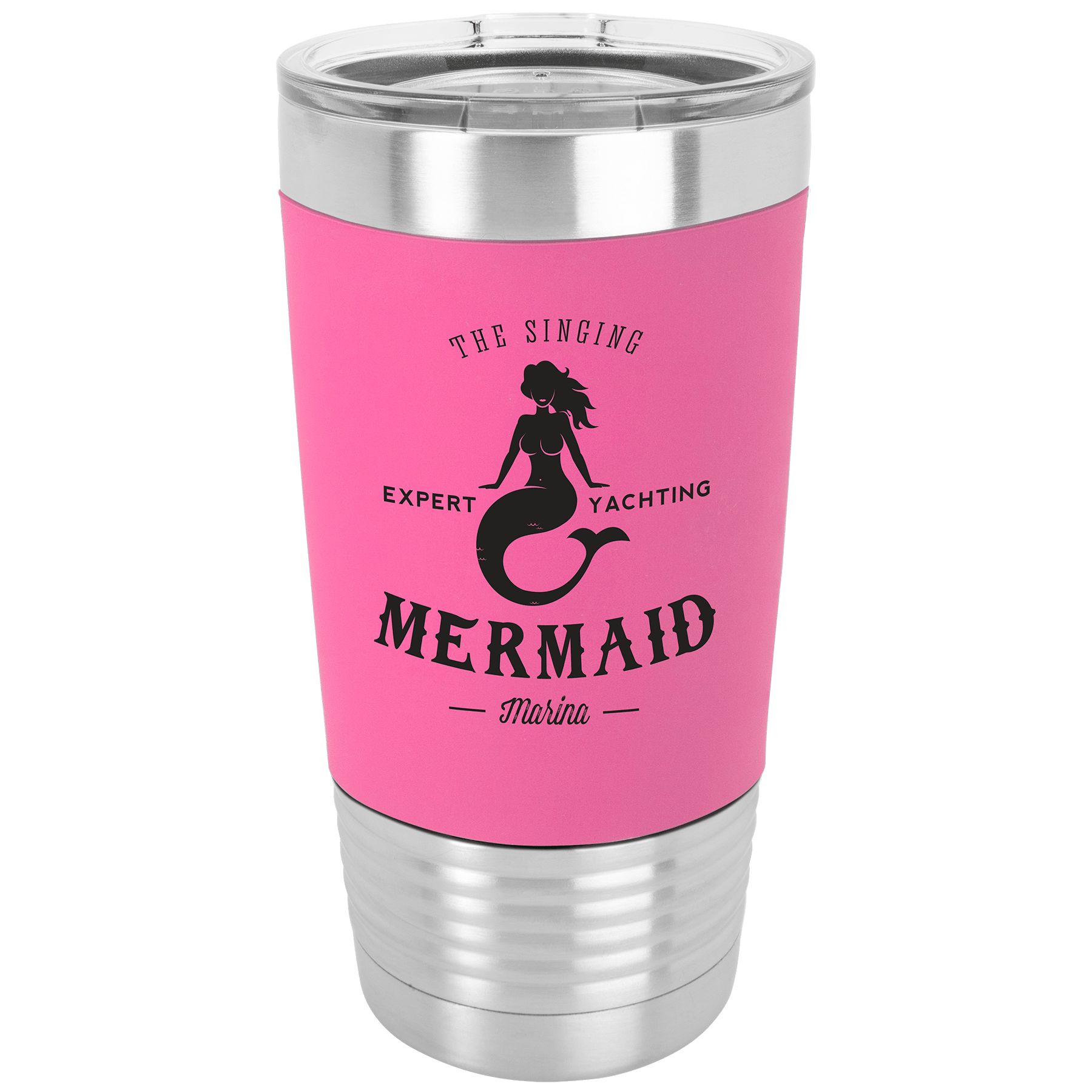 20 Oz. Black/White Tumbler With Silicone Grip And Clear Lid