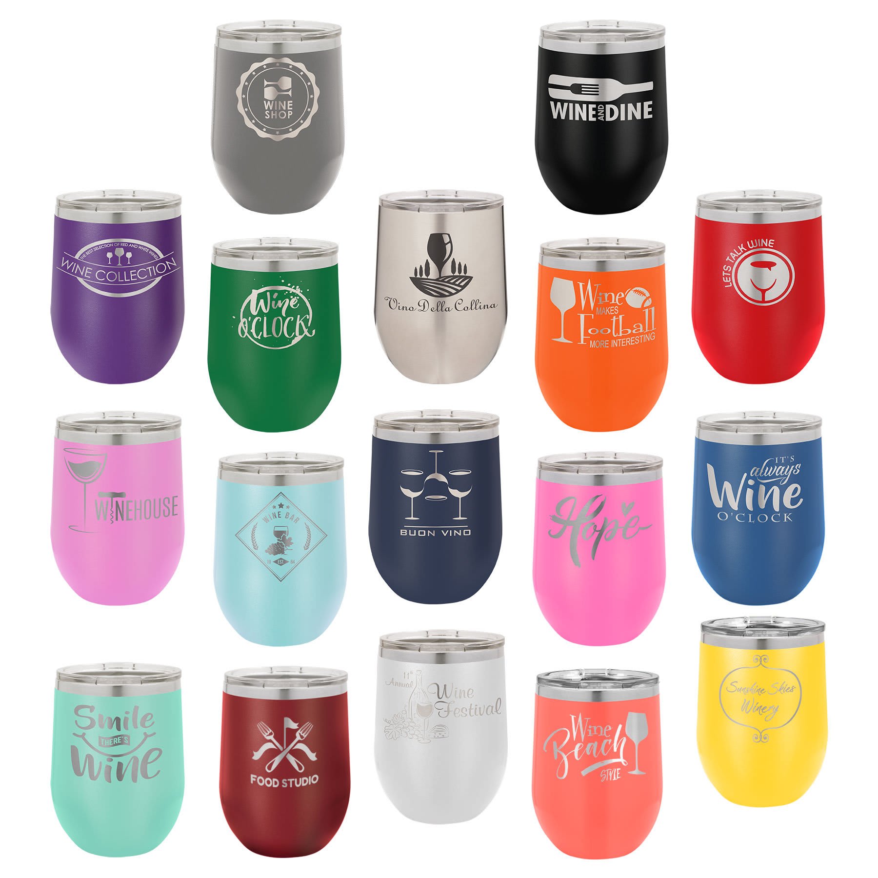 Polar Camel 12 Oz. Vacuum Insulated Stemless Wine Tumbler With Lid