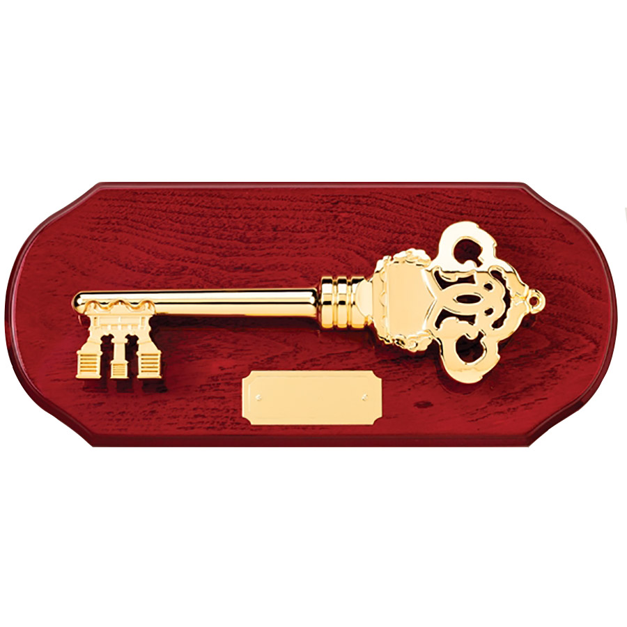 Gold Key Mounted On Rosewood Plaque