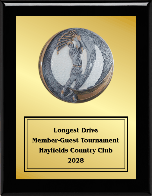 7"X9" Plaque With Full Plate And Golf Swing Plaque Mount