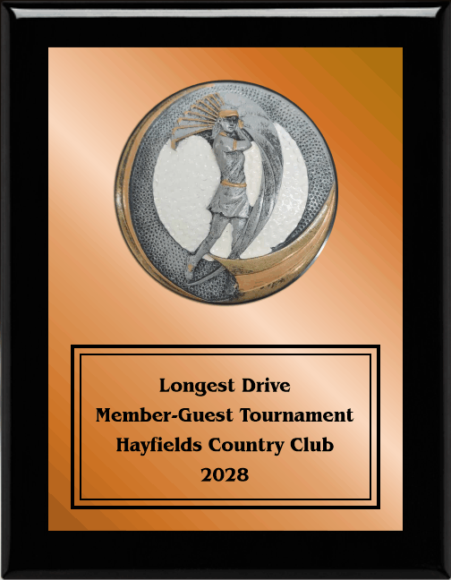 7"X9" Plaque With Full Plate And Golf Swing Plaque Mount