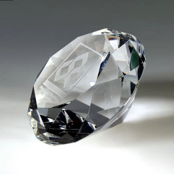 Optic Crystal Diamond Paperweight In Deluxe Box