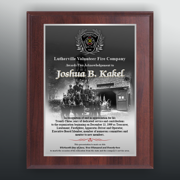 Cherry-Finish Plaque With Plate