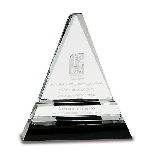 Clear Crystal Triangle On Black Crystal Pedestal Base