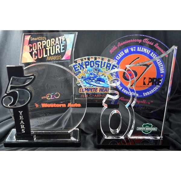 Custom Shaped Acrylic With Full Color Print On Black Acrylic Base