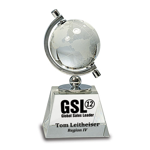 Crystal Spinning Globe On Clear Base