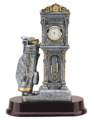 Clock And Golf Bag 10.5" Resin