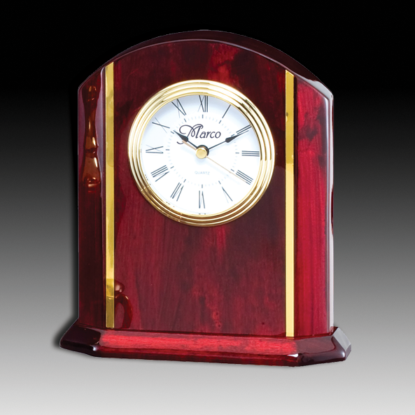 6 1/4" X 8" Desk Clock With White Face And Gold Accents