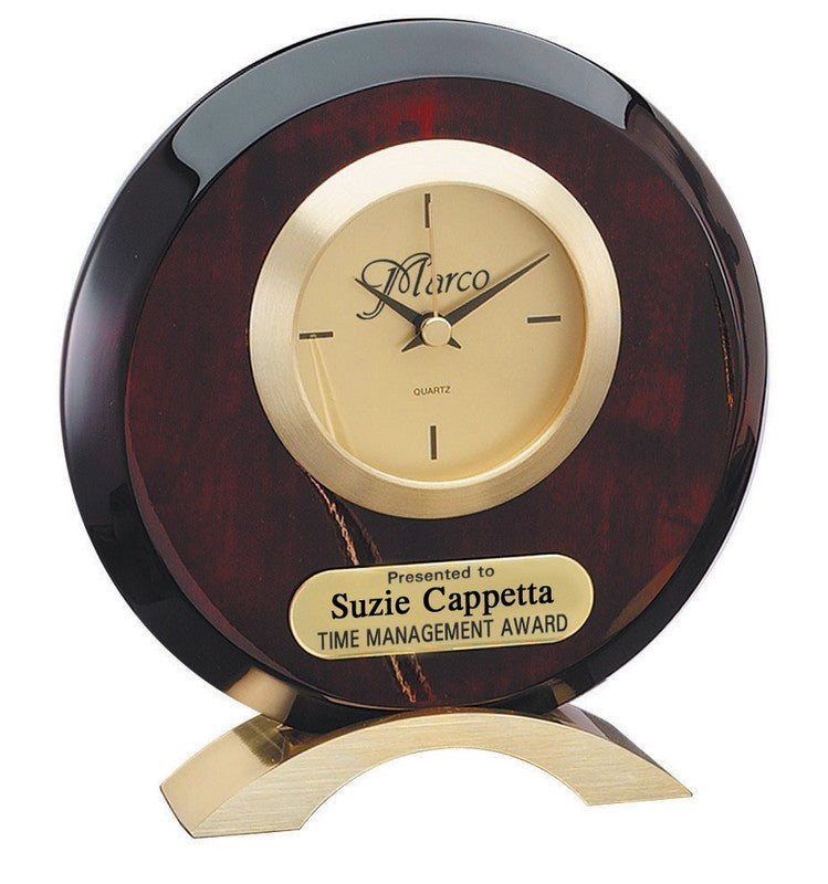 Piano Finish Rosewood Round Clock 6½" x 7½"