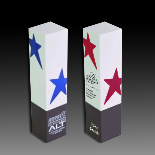 White Poly Resin With Star Designs, 9.75"