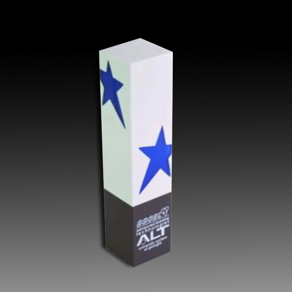 White Poly Resin With Star Designs, 9.75"